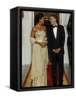 President Obama and First Lady before Welcoming India's Prime Minister and His Wife to State Dinner-null-Framed Stretched Canvas