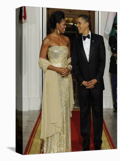 President Obama and First Lady before Welcoming India's Prime Minister and His Wife to State Dinner-null-Stretched Canvas