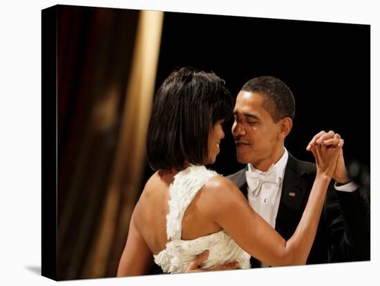 President Obama and First Lady Michelle Obama Dance at the Midwest Inaugural Ball, January 20, 2009-null-Stretched Canvas
