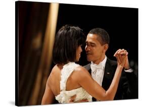 President Obama and First Lady Michelle Obama Dance at the Midwest Inaugural Ball, January 20, 2009-null-Stretched Canvas