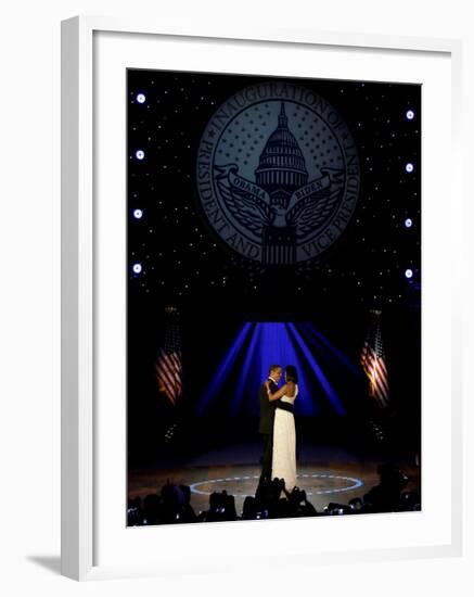 President Obama and First Lady Michelle Obama Dance, Neighborhood Inaugural Ball, January 20, 2009-null-Framed Photographic Print