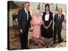 President Obama and His Wife Pose with Queen Elizabeth II and Prince Philip, During an Audience at -null-Stretched Canvas