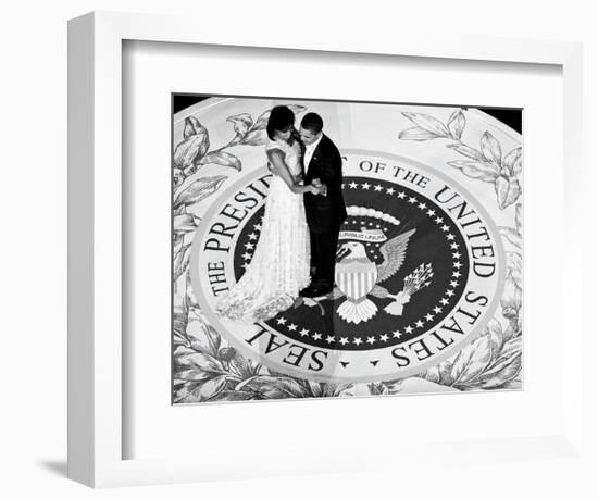 President Obama and The First Lady (b/w)-Celebrity Photography-Framed Art Print