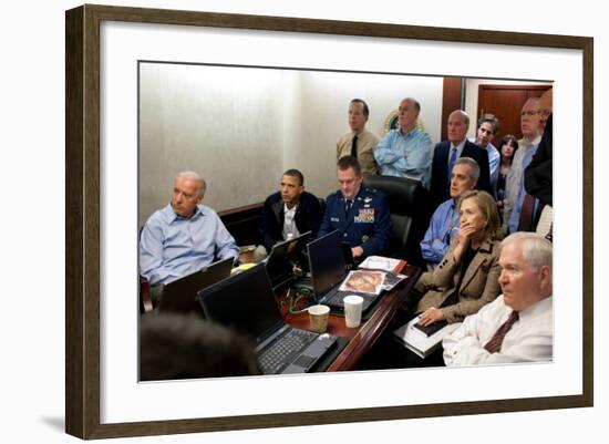 President Obama before statement to the media of the mission against Osama bin Laden, May 1, 2011-null-Framed Photo