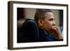 President Obama: Discussion of the mission against Osama bin Laden: Situation Room, May 1, 2011-null-Framed Photo