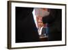 President Obama meets advisors prior to call with President Ali Bongo Ondimba, April 4, 2011-null-Framed Photo