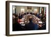 President Obama Meets with U.S. Intelligence Officials in the Cabinet Room of the White House-null-Framed Premium Photographic Print