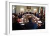 President Obama Meets with U.S. Intelligence Officials in the Cabinet Room of the White House-null-Framed Premium Photographic Print