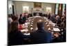 President Obama Meets with U.S. Intelligence Officials in the Cabinet Room of the White House-null-Mounted Premium Photographic Print