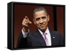 President Obama Points to Crowd before Signing Health Care and Education Reconciliation Act of 2010-null-Framed Stretched Canvas