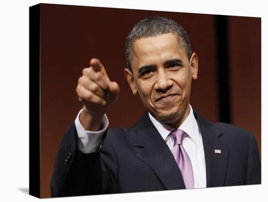 President Obama Points to Crowd before Signing Health Care and Education Reconciliation Act of 2010-null-Stretched Canvas