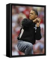 President Obama Winds Up to Throw Out the First Pitch During the MLB All-Star Baseball Game in St. -null-Framed Stretched Canvas