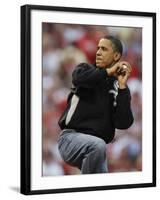 President Obama Winds Up to Throw Out the First Pitch During the MLB All-Star Baseball Game in St. -null-Framed Photographic Print