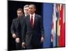 President Obama, with Other Officials, Arrives to Make a Statement on Iran's Nuclear Facility-null-Mounted Photographic Print