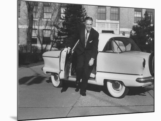 President of American Motors George W. Romney Getting Out of His Car-Grey Villet-Mounted Photographic Print