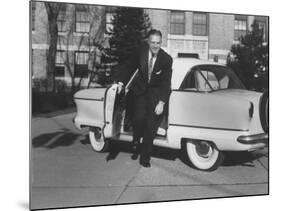 President of American Motors George W. Romney Getting Out of His Car-Grey Villet-Mounted Photographic Print