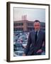 President of Fiat Gianni Agnelli Standing with Cars and Fiat Factory in Background-David Lees-Framed Premium Photographic Print