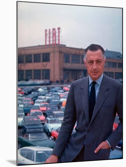 President of Fiat Gianni Agnelli Standing with Cars and Fiat Factory in Background-David Lees-Mounted Premium Photographic Print
