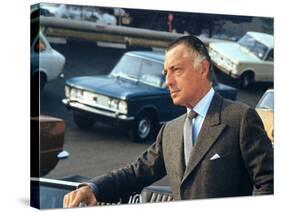 President of Fiat Gianni Agnelli Standing with Cars in Background, at Fiat Factory-David Lees-Stretched Canvas