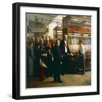 President of French Republic Felix Faure Visiting Workshop of Ribbon Manufacturer in Saint Etienne-Jose Frappa-Framed Giclee Print