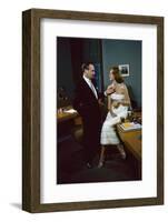 President of Revlon Charles Revson with Model Susie Parker, New York, NY 1956-Leonard Mccombe-Framed Photographic Print