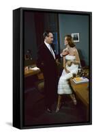 President of Revlon Charles Revson with Model Susie Parker, New York, NY 1956-Leonard Mccombe-Framed Stretched Canvas