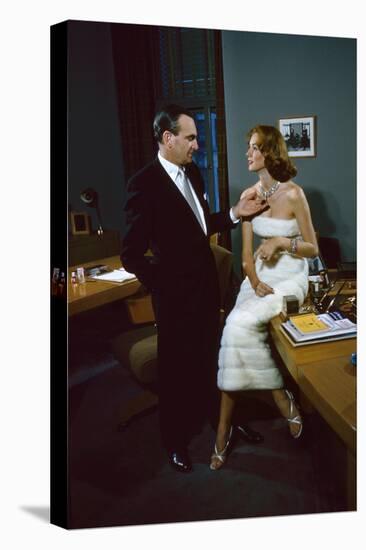 President of Revlon Charles Revson with Model Susie Parker, New York, NY 1956-Leonard Mccombe-Stretched Canvas