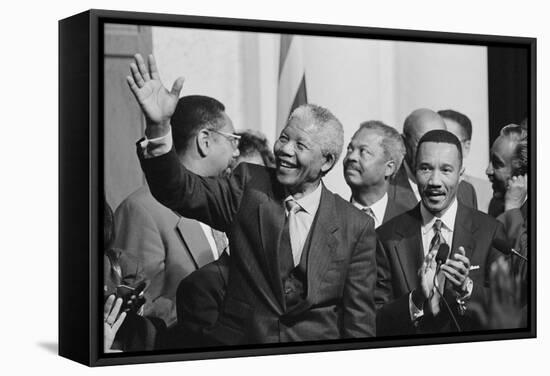 President of South Africa, Nelson Mandela with Members of the Congressional Black Caucus-null-Framed Stretched Canvas