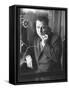 President of Teamsters Union Jimmy Hoffa Making Phone Call from Glassed-In Phone Booth-Hank Walker-Framed Stretched Canvas