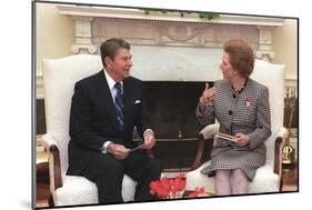President Reagan Meeting with Prime Minister Margaret Thatcher in the Oval Office, Nov. 16, 1988-null-Mounted Photo