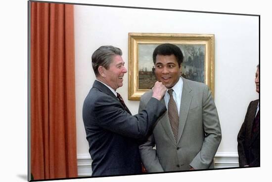 President Reagan 'Punching' Muhammad Ali in the Oval Office, Jan. 24, 1983-null-Mounted Photo