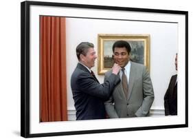 President Reagan 'Punching' Muhammad Ali in the Oval Office, Jan. 24, 1983-null-Framed Photo