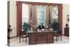 President Reagan Working at His Desk in the Oval Office. July 15 1988. Po-Usp-Reagan_Na-12-0101M-null-Stretched Canvas