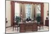 President Reagan Working at His Desk in the Oval Office. July 15 1988. Po-Usp-Reagan_Na-12-0101M-null-Mounted Photo