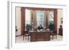 President Reagan Working at His Desk in the Oval Office. July 15 1988. Po-Usp-Reagan_Na-12-0101M-null-Framed Photo