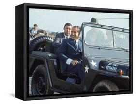 President Richard M. Nixon Travelling in Us Army Jeep During Visit to Vietnam-Arthur Schatz-Framed Stretched Canvas