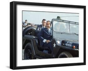 President Richard M. Nixon Travelling in Us Army Jeep During Visit to Vietnam-Arthur Schatz-Framed Photographic Print