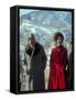 President Richard Nixon and First Lady Pat Nixon on the Great Wall of China-John Dominis-Framed Stretched Canvas