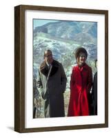 President Richard Nixon and First Lady Pat Nixon on the Great Wall of China-John Dominis-Framed Photographic Print