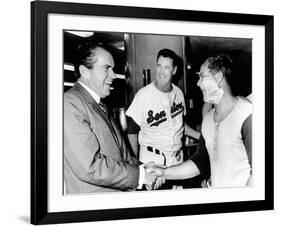 President Richard Nixon Greets Washington Senators Catcher Jim French after their Win over Brewers-null-Framed Photo