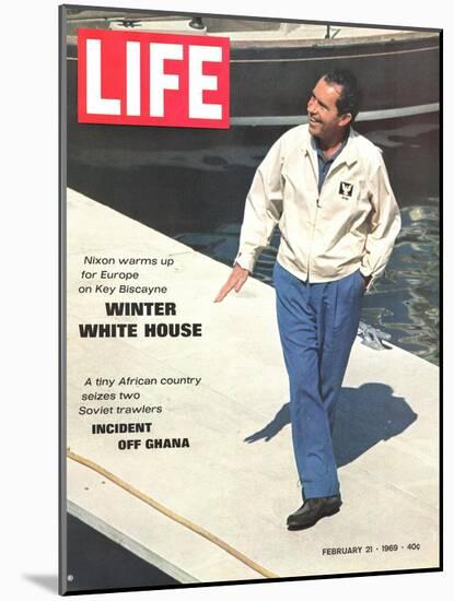 President Richard Nixon in Key Biscayne, February 21, 1969-George Silk-Mounted Photographic Print