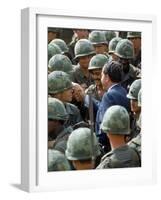 President Richard Nixon with Crowd of US Soldiers During Surprise Visit to War Zone in S. Vietnam-Arthur Schatz-Framed Photographic Print