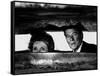 President Ronald Reagan and First Lady Nancy Reagan Peer out of a World War II Bunker-null-Framed Stretched Canvas