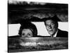 President Ronald Reagan and First Lady Nancy Reagan Peer out of a World War II Bunker-null-Stretched Canvas