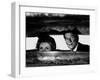 President Ronald Reagan and First Lady Nancy Reagan Peer out of a World War II Bunker-null-Framed Premium Photographic Print