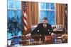 President Ronald Reagan in Oval Office Poster-null-Mounted Photo