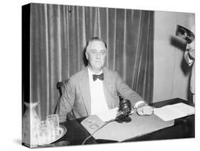 President Roosevelt prepares to broadcast on his recovery programme, 1934-Harris & Ewing-Stretched Canvas