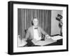 President Roosevelt prepares to broadcast on his recovery programme, 1934-Harris & Ewing-Framed Photographic Print