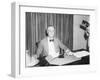 President Roosevelt prepares to broadcast on his recovery programme, 1934-Harris & Ewing-Framed Photographic Print