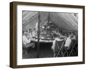 President Warren Harding Has Lunch in a Tent, with Thomas Edison and Henry Ford (On Right)-null-Framed Photo